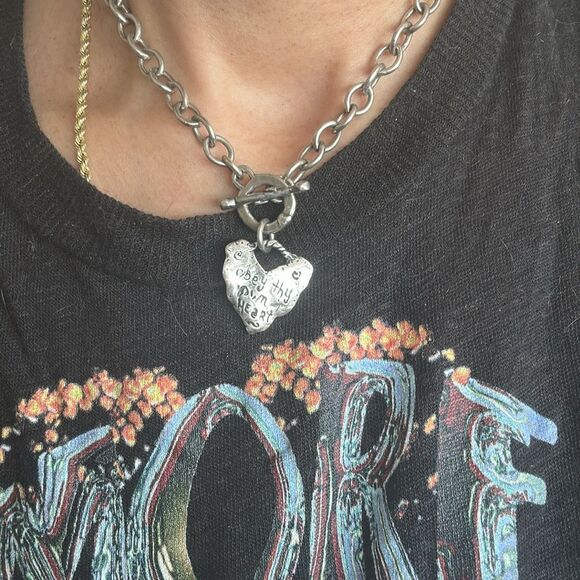 Obey Thy Own Heart Sterling Silver Heart Pendant Necklace - Picture 3 of 6